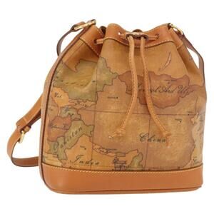 PRIMA CLASSE purse Shoulder Bag Leather PVC Beige Gold Auth am9890